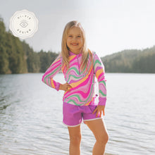 Load image into Gallery viewer, Honeysuckle Swim Rashguard Shirt - Swirl Power
