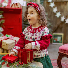 Load image into Gallery viewer, Souris Mini Baby Girls Festive Knit Cardigan - Red
