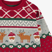 Load image into Gallery viewer, Souris Mini Boys Festive Knit Sweater - Red
