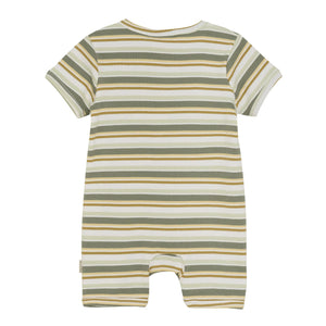 Minymo Baby Short Sleeve Ribbed Romper - Stripes