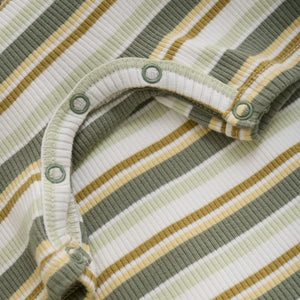Minymo Baby Short Sleeve Ribbed Romper - Stripes