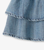 Hatley Girls Tencel Smocked Skirt - Blue Acid Rinse
