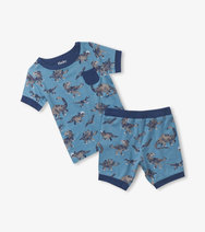 Load image into Gallery viewer, Hatley Boys Broken Dino Stamp Bamboo Short Pajama Set
