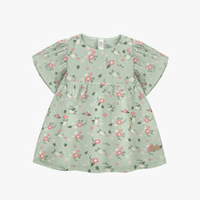 Load image into Gallery viewer, Souris Mini Baby Girls Organic Jersey Short Sleeve Dress &amp; Bloomer - Flowery Light Green
