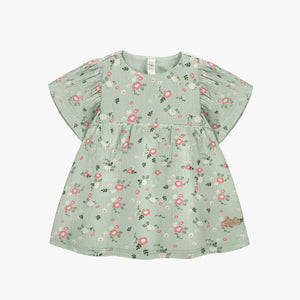 Souris Mini Baby Girls Organic Jersey Short Sleeve Dress & Bloomer - Flowery Light Green