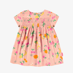 Souris Mini Baby Girls Viscose Dress - Fruit Print on Pink