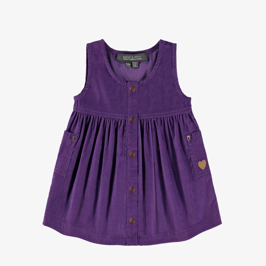 Souris Mini Baby Girls Corduroy Jumper Dress - Purple