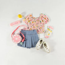 Load image into Gallery viewer, Souris Mini Girls Honeycomb Viscose Tank Top - Fruit Print on Print
