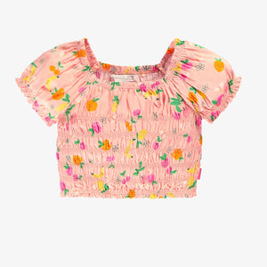 Souris Mini Girls Honeycomb Viscose Tank Top - Fruit Print on Print