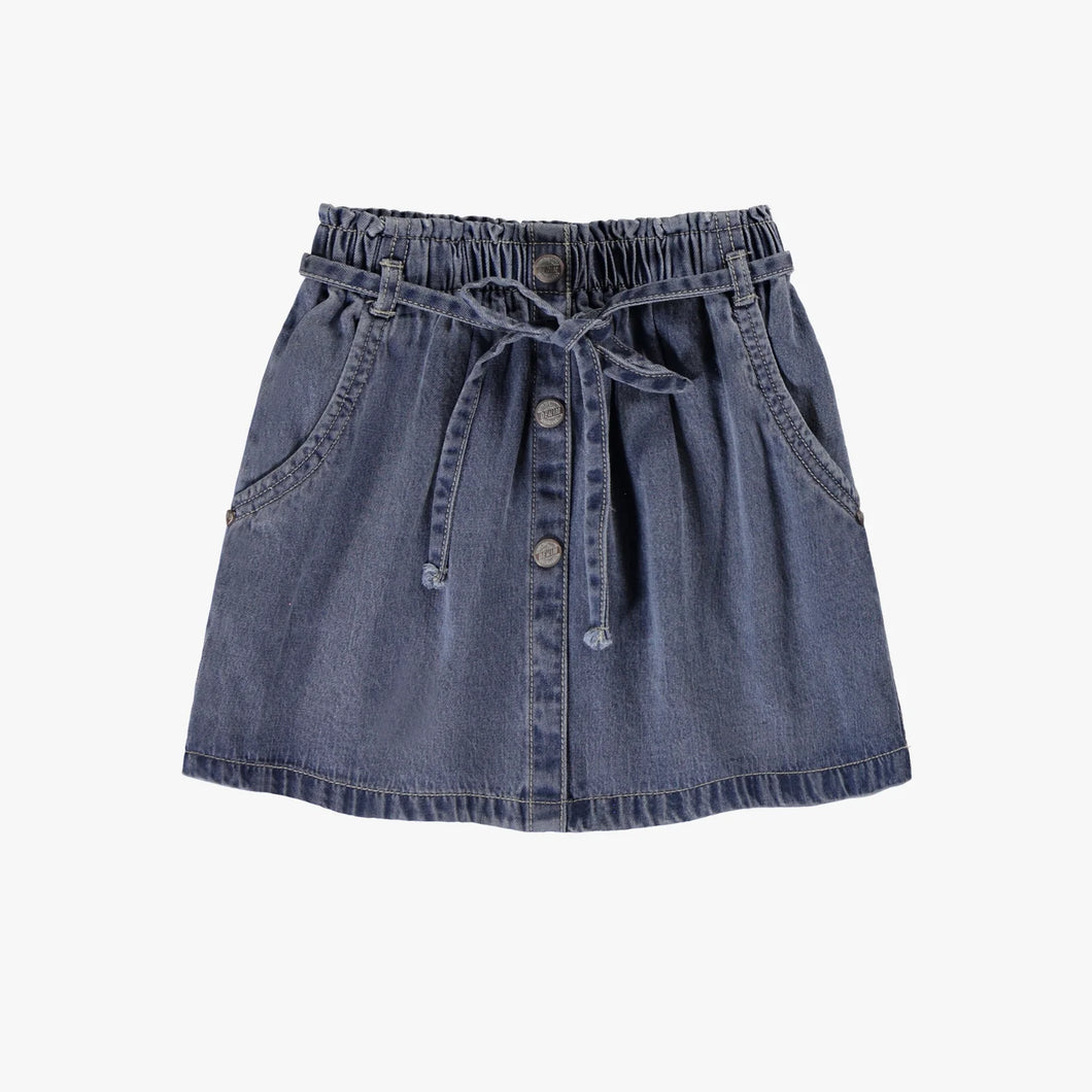 Souris Mini Girls Denim Flared Skirt - Medium Blue Wash