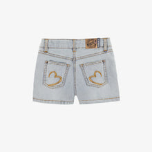 Load image into Gallery viewer, Souris Mini Girls Denim Shorts w/Faded Effect &amp; Embroidery - Pale Blue Denim
