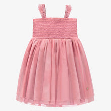 Load image into Gallery viewer, Souris Mini Girls Honeycomb &amp; Tulle Dress - Rose
