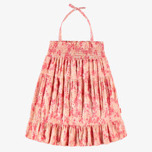 Load image into Gallery viewer, Souris Mini Girls Flared Viscose Dress - Floral Print on Pink
