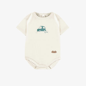Souris Mini Baby Boys Bodysuit w/Smiling Car - Cream