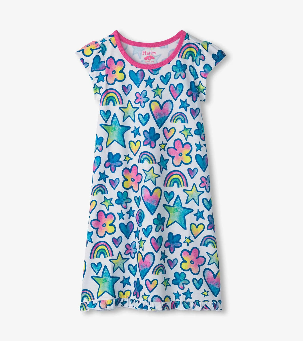 Hatley Girls Watercolour Doodles Nightdress