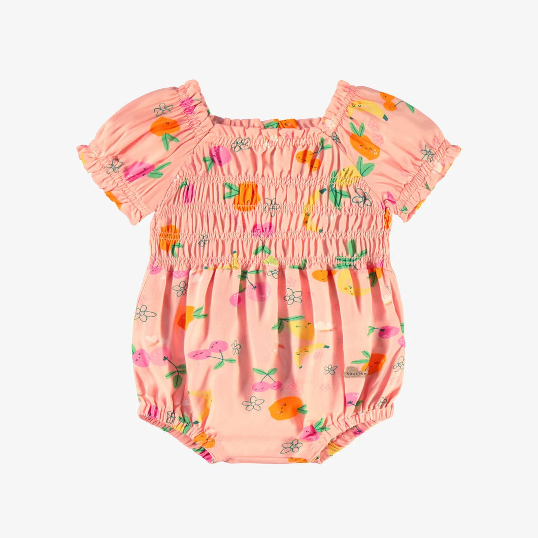 Souris Mini Baby Girls Viscose One Piece - Fruit Print on Pink