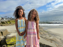 Load image into Gallery viewer, Vignette Girls Sage Dress - Pink &amp; Lavender Stripe
