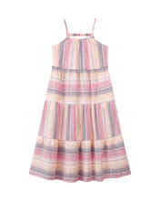 Load image into Gallery viewer, Vignette Girls Sage Dress - Pink &amp; Lavender Stripe
