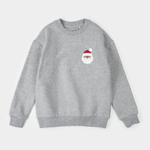 Load image into Gallery viewer, Petit Lem Baby Santa Claus Embroidery on Heather Grey Fleece Sweatshirt
