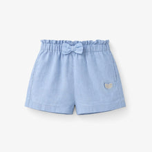 Load image into Gallery viewer, Souris Mini Baby Girls Cotton &amp; Linen Shorts - Baby Blue
