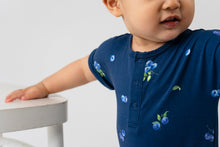 Load image into Gallery viewer, Belan J. Baby Short Sleeve Shortall Romper - Blueberries
