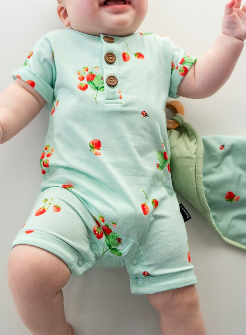 Belan J. Baby Short Sleeve Shortall Romper - Blueberries