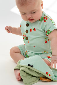 Belan J. Baby Short Sleeve Shortall Romper - Blueberries