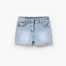 Load image into Gallery viewer, Souris Mini Girls Denim Shorts w/ Floral Embroidery
