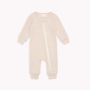 Petit Lem Firsts Baby Girls Modal Rib Sleeper - Rose Dust Striped