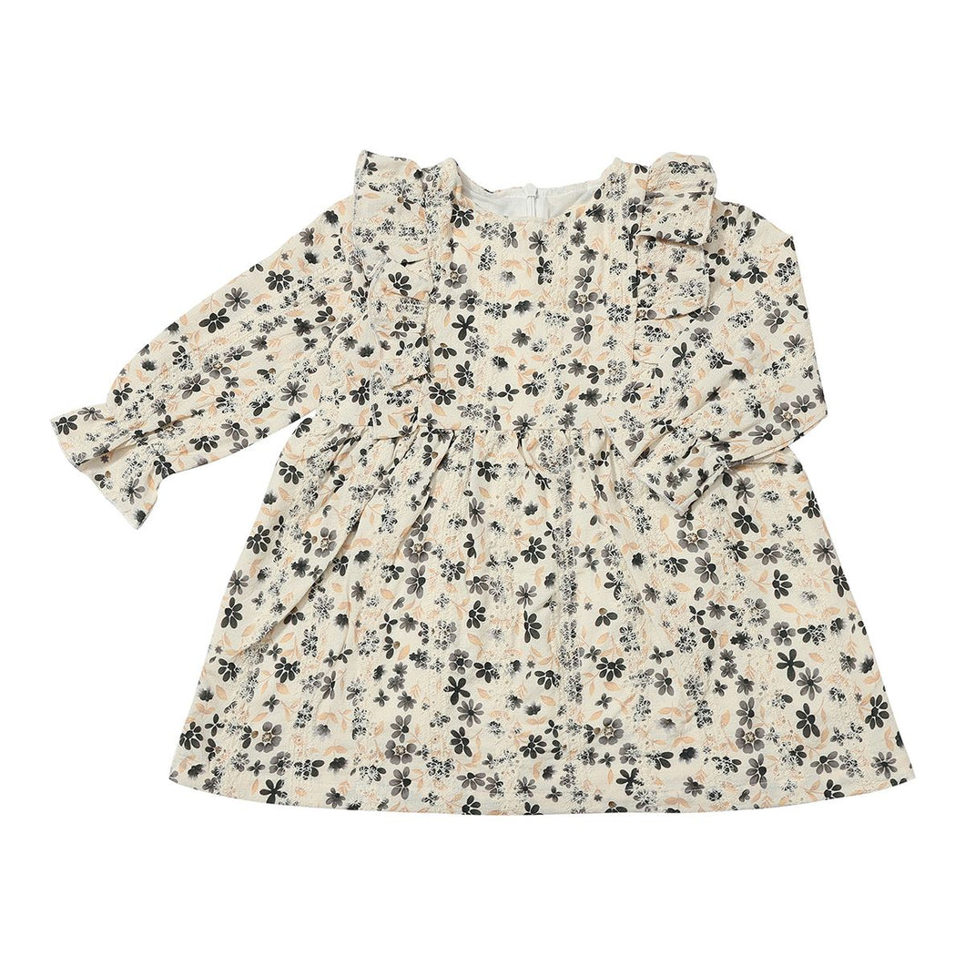 Vignette Girls Sloane Dress - Charcoal Floral Eyelet