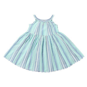 Vignette Girls Stella Dress - Blue/Aqua Multi-Stripe