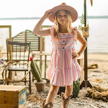 Load image into Gallery viewer, Souris Mini Girls Dress with Colourful Stripes
