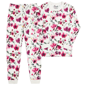 Coccoli Girls Cotton-Modal Long Sleeve Pajama - Cream Flowers