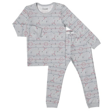 Coccoli Boys Long Sleeve Cotton-Modal Pajama Set - Ice Rink on Gray Mix