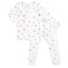 Load image into Gallery viewer, Coccoli Girls Long Sleeve Cotton-Modal Pajama Set - Bows on Cream
