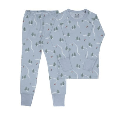 Coccoli Boys Long Sleeve Modal Pajama Set - Ski on Blue