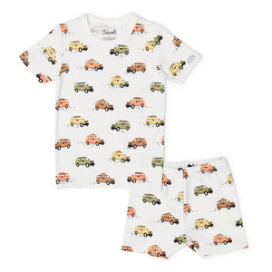 Coccoli Boys Short Sleeve Pajama Set - Jeeps on Cream