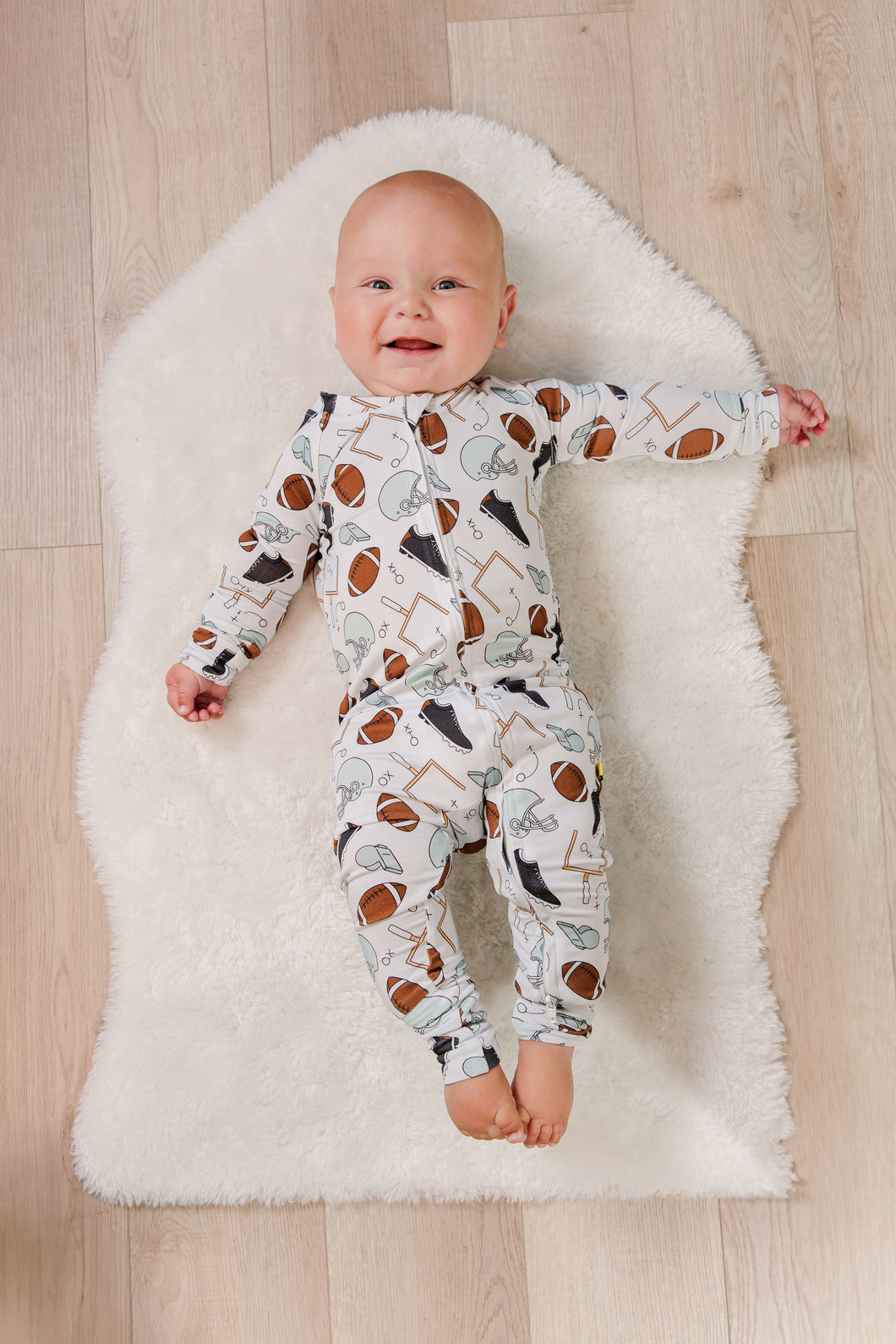 Moon Fruit Baby Zippy Bamboo Pajamas - Touchdown in Grey Cup