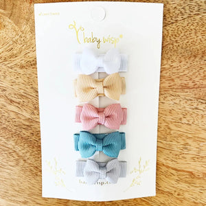 Baby Wisp Tuxedo Bow Snap Clips - 5Pk