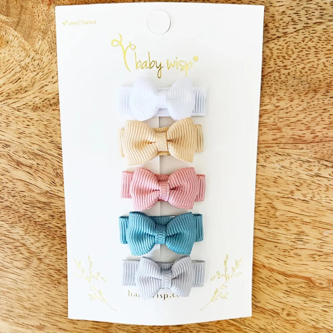 Baby Wisp Tuxedo Bow Snap Clips - 5Pk