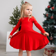 Load image into Gallery viewer, Belan.J Girls Long Sleeve Twirl Dress - Santa Red
