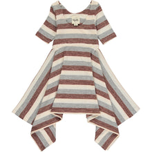Load image into Gallery viewer, Vignette Girls Alyssa Dress - Rust, Cream &amp; Grey Stripe
