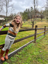 Load image into Gallery viewer, Vignette Girls Phia Sweater - Green &amp; Rust Stripe
