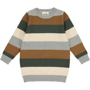 Vignette Girls Phia Sweater - Green & Rust Stripe
