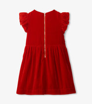 Hatley Girls Red Velvet Smocked Panel Dress