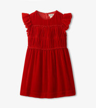 Load image into Gallery viewer, Hatley Girls Red Velvet Smocked Panel Dress
