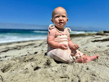 Load image into Gallery viewer, Vignette Baby Girls Victoria Romper - Light Pink Stripe Rib
