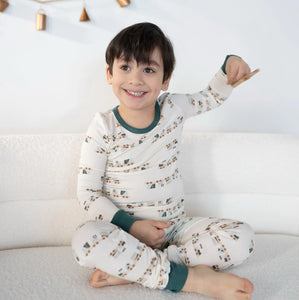 Silkberry Boys Bamboo Long Sleeve Pajama Set - All Aboard Print