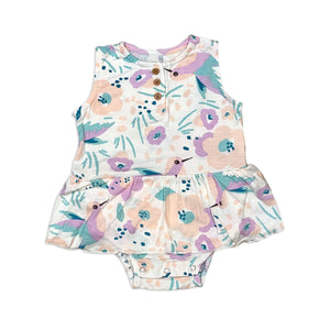 Silkberry Baby Girls Bamboo Skirt Bodysuit - Hummingbird Garden Print