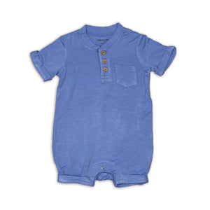 Silkberry Baby Boys Bamboo Short Sleeve Romper with Buttons - Ocean